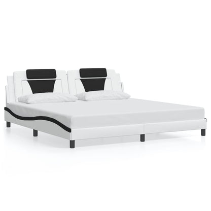 Bedframe "Viana" zonder matras kunstleer wit en zwart 200x200 cm