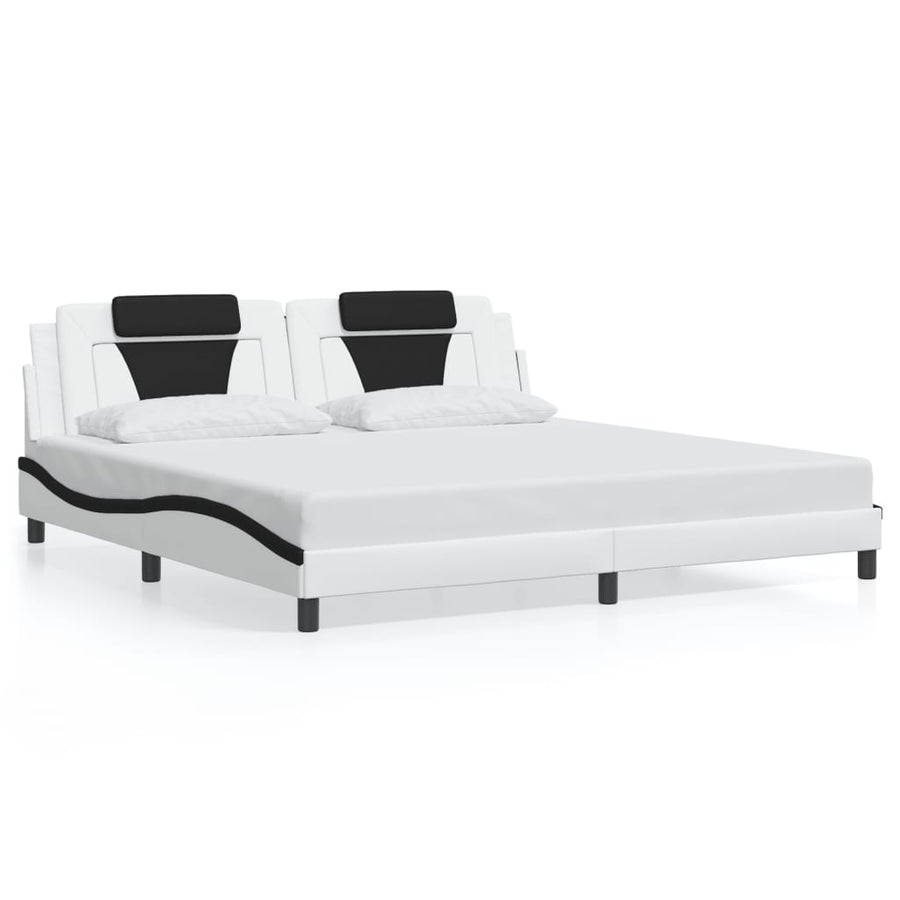 Bedframe "Viana" zonder matras kunstleer wit en zwart 200x200 cm