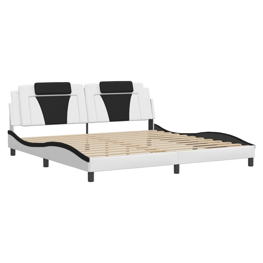 Bedframe "Viana" zonder matras kunstleer wit en zwart 200x200 cm