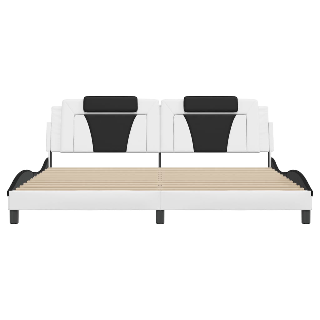 Bedframe "Viana" zonder matras kunstleer wit en zwart 200x200 cm