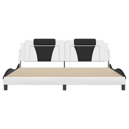 Bedframe "Viana" zonder matras kunstleer wit en zwart 200x200 cm