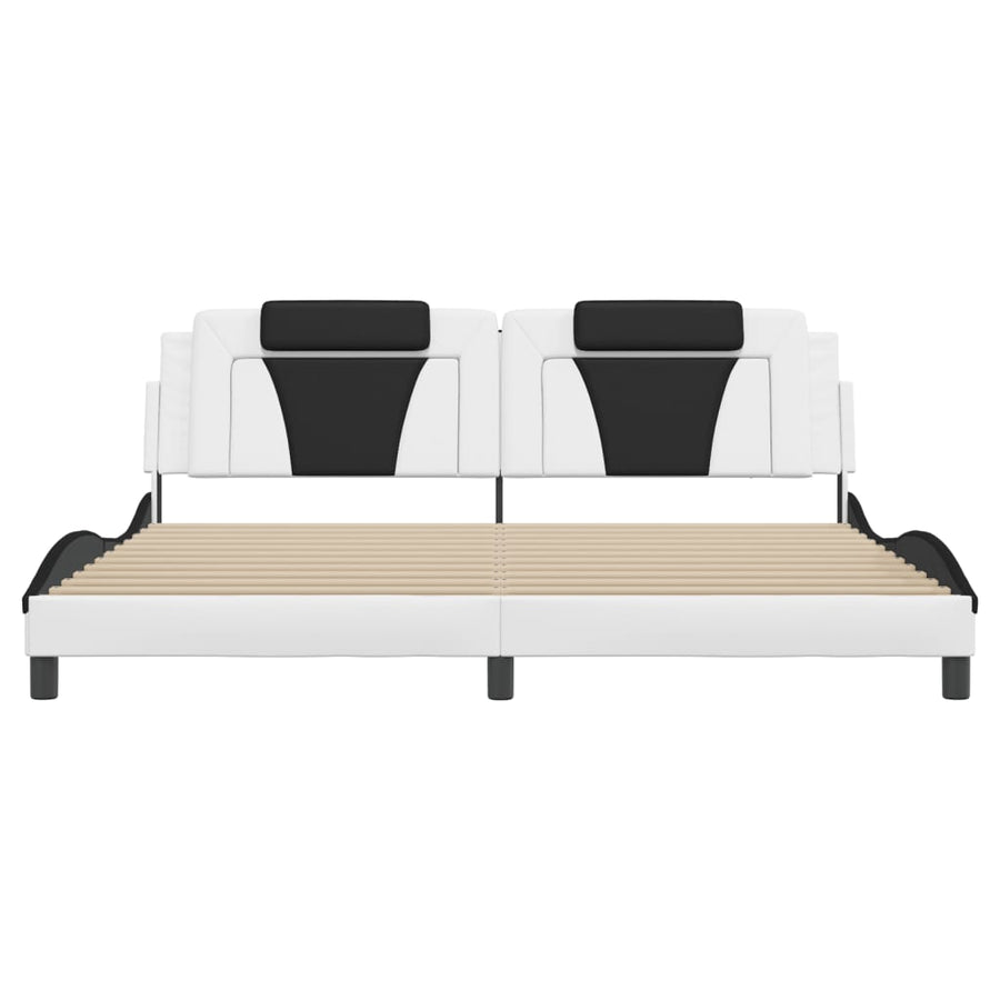 Bedframe "Viana" zonder matras kunstleer wit en zwart 200x200 cm