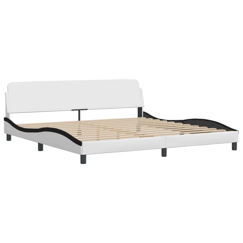 Bedframe "Viana" zonder matras kunstleer wit en zwart 200x200 cm