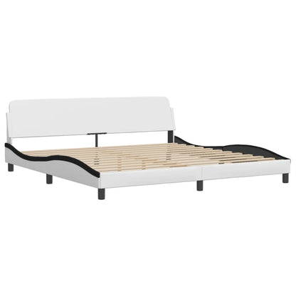 Bedframe "Viana" zonder matras kunstleer wit en zwart 200x200 cm