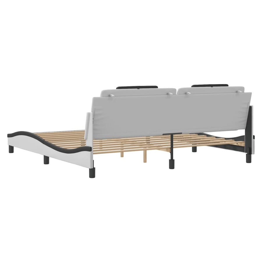 Bedframe "Viana" zonder matras kunstleer wit en zwart 200x200 cm