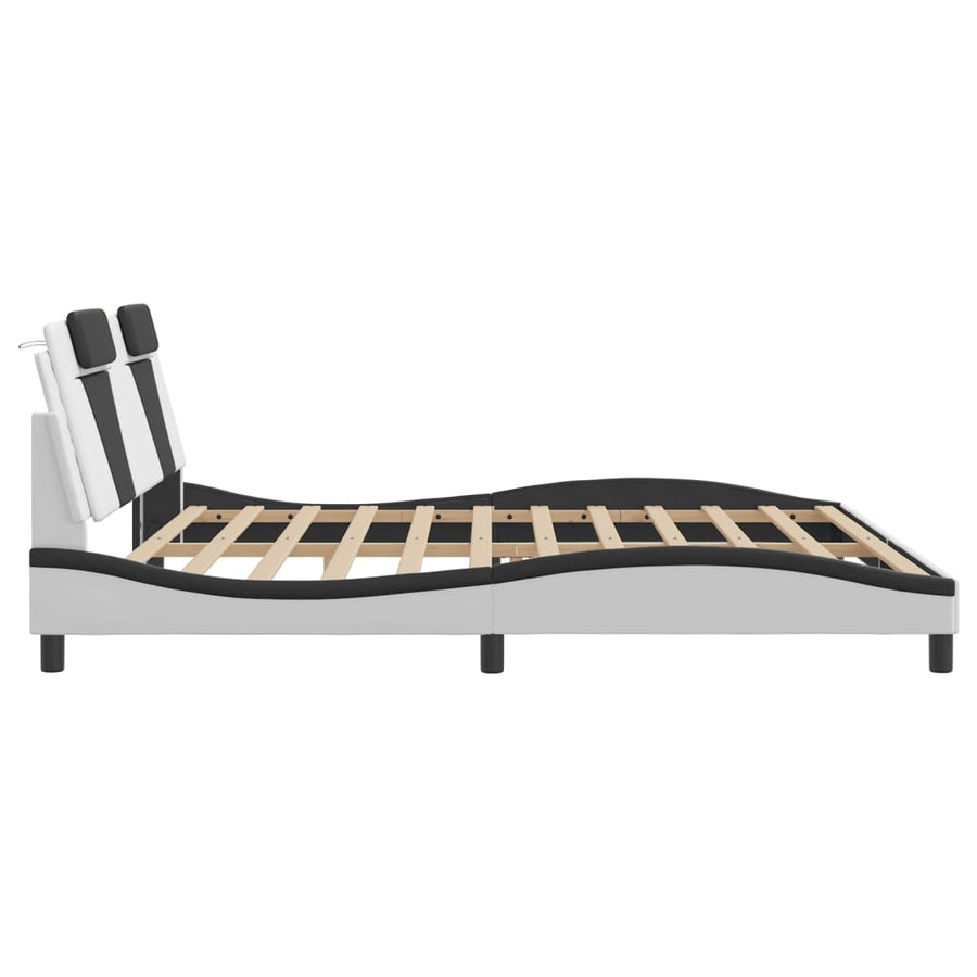 Bedframe "Viana" zonder matras kunstleer wit en zwart 200x200 cm