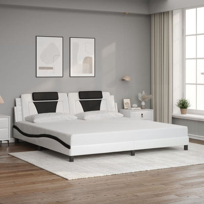 Bedframe "Viana" zonder matras kunstleer wit en zwart 200x200 cm