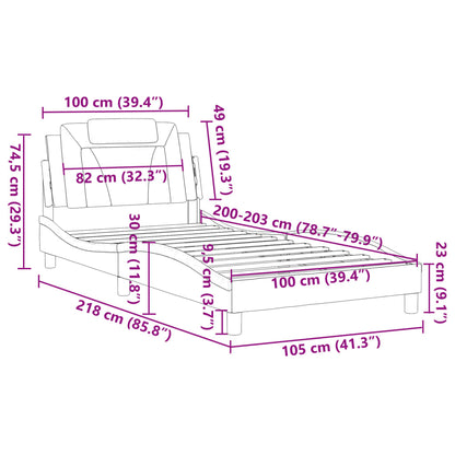 Bedframe "Viana" zonder matras kunstleer wit 100x203 cm