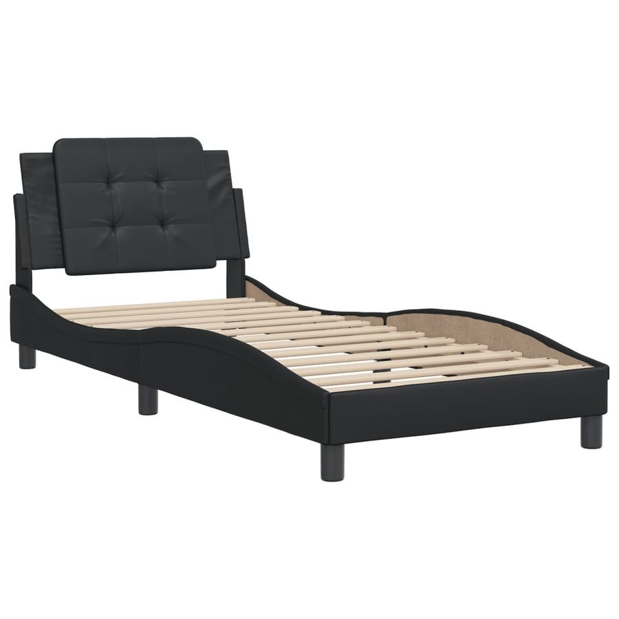 Bedframe met hoofdbord kunstleer zwart 80x200 cm