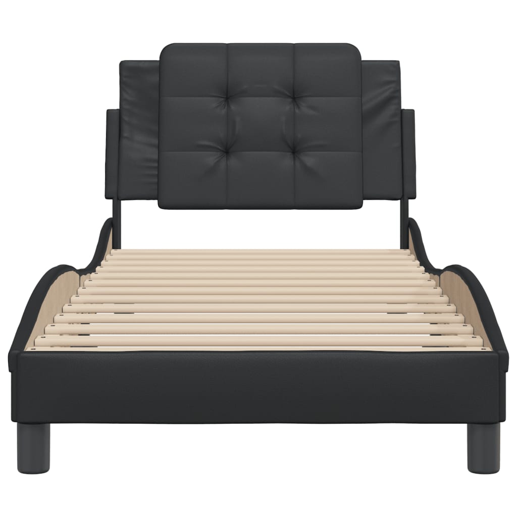 Bedframe met hoofdbord kunstleer zwart 80x200 cm