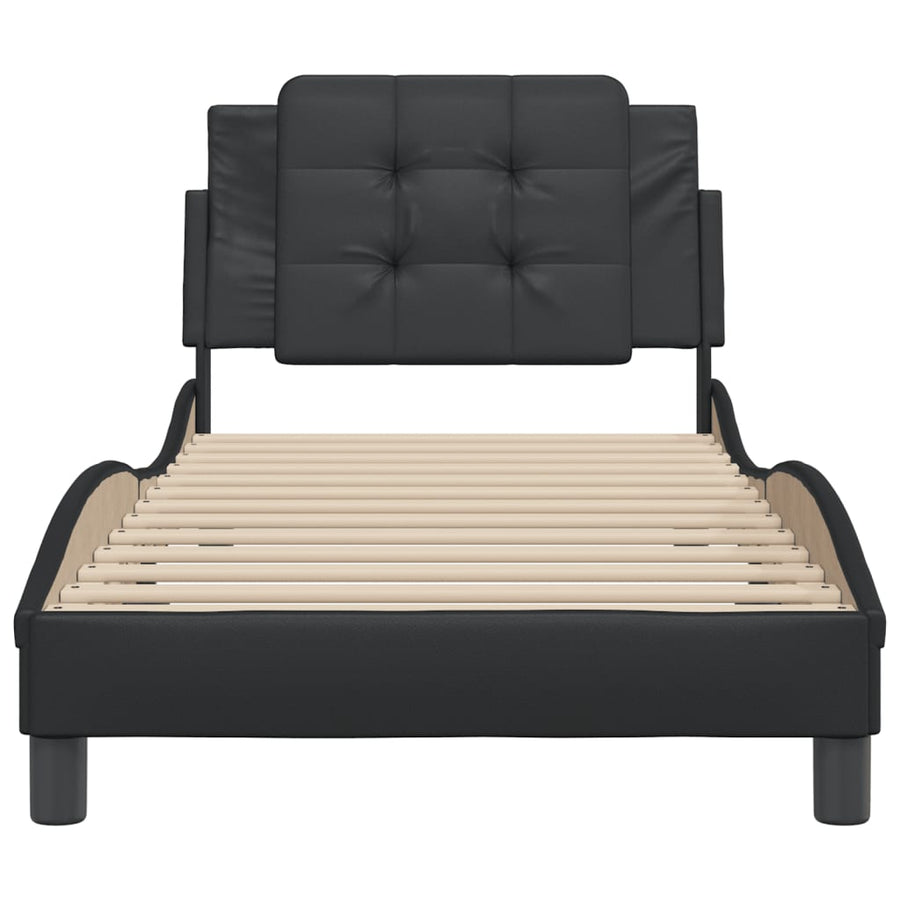 Bedframe met hoofdbord kunstleer zwart 80x200 cm