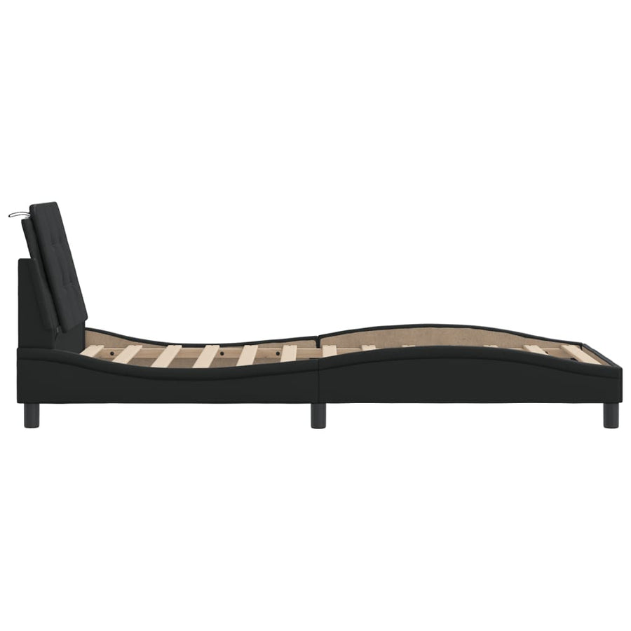 Bedframe met hoofdbord kunstleer zwart 80x200 cm