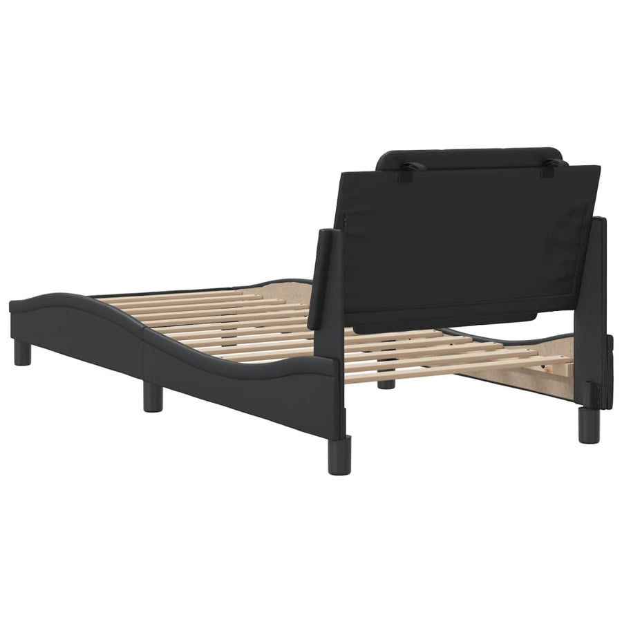 Bedframe met hoofdbord kunstleer zwart 80x200 cm