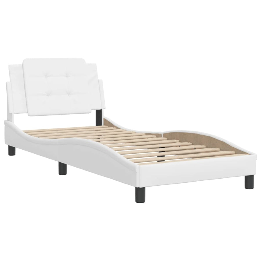 Bedframe met hoofdbord kunstleer wit 80x200 cm