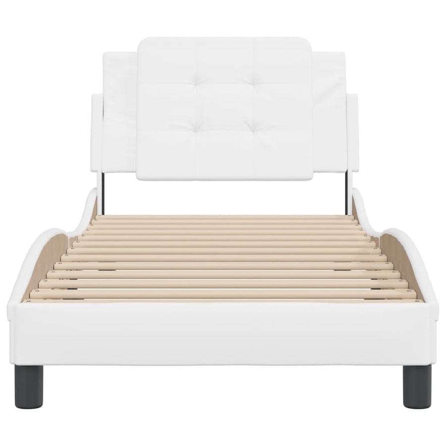 Bedframe met hoofdbord kunstleer wit 80x200 cm