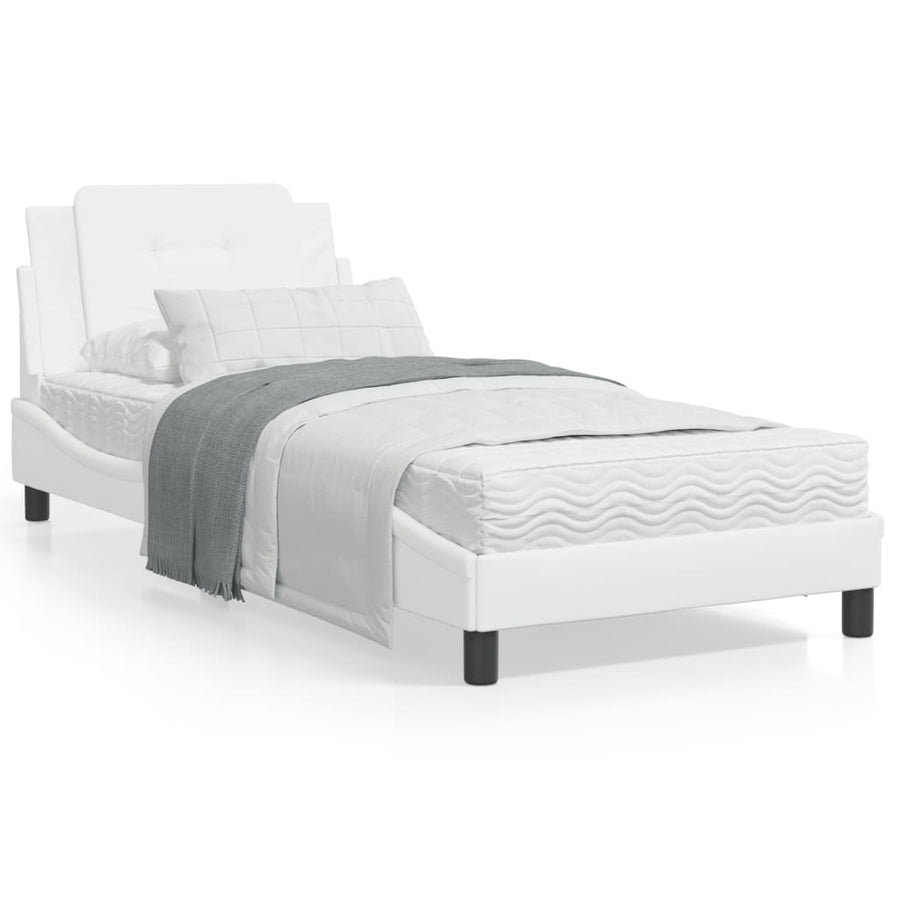 Bedframe met hoofdbord kunstleer wit 80x200 cm