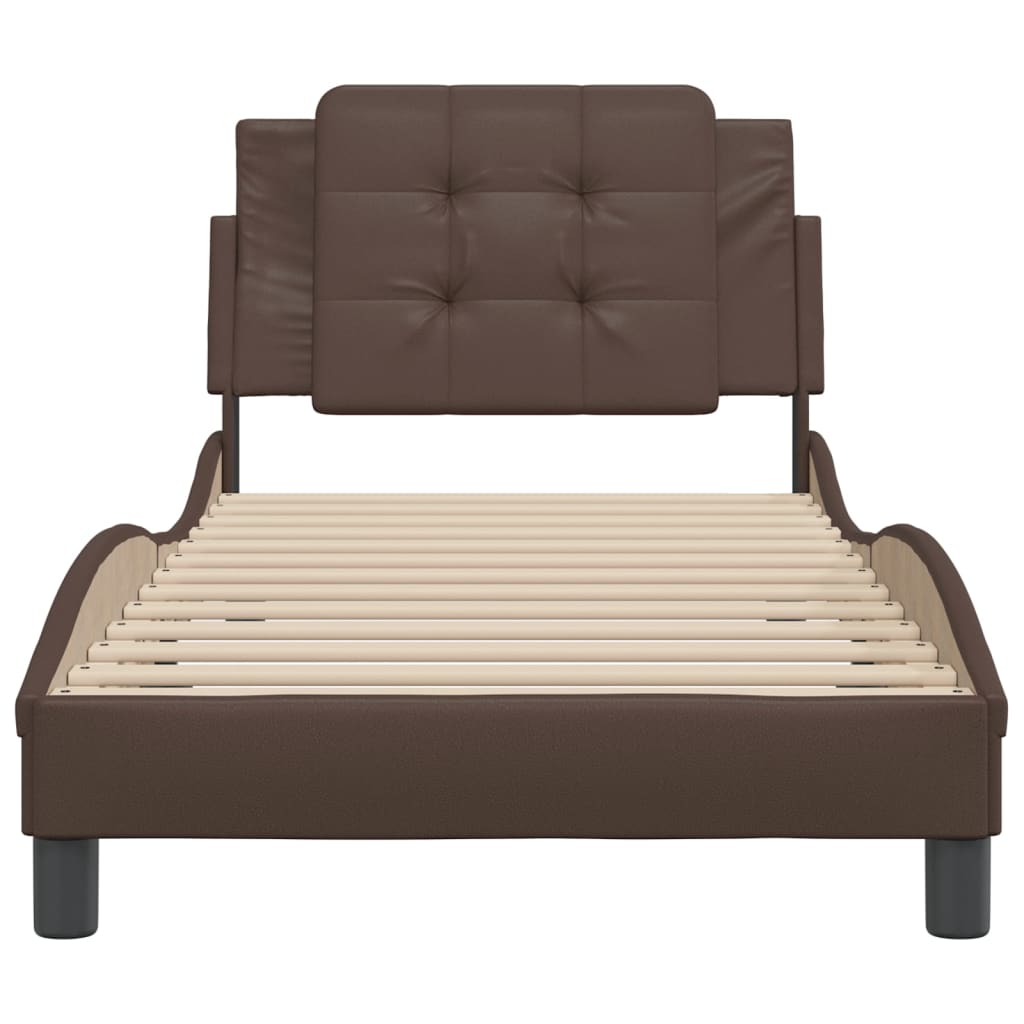 Bedframe met hoofdbord kunstleer bruin 80x200 cm