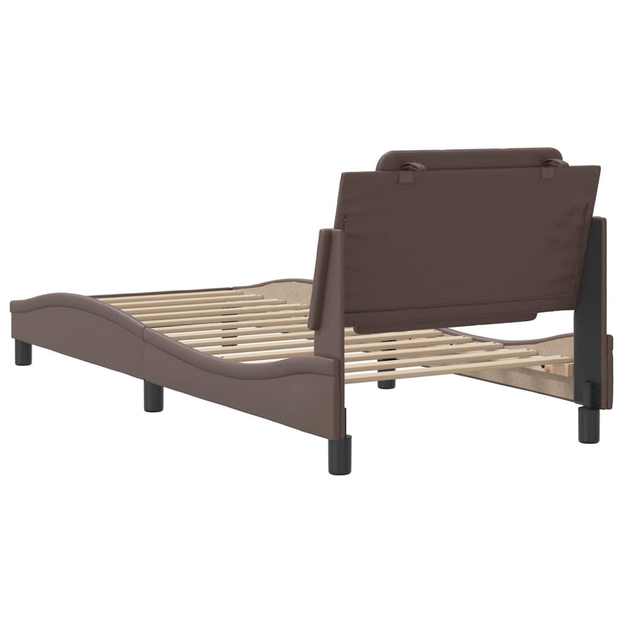 Bedframe met hoofdbord kunstleer bruin 80x200 cm