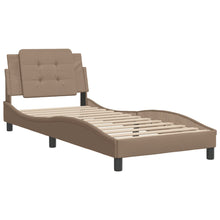 Bedframe met hoofdbord kunstleer cappucinnokleurig 80x200 cm