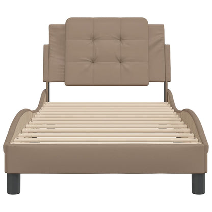 Bedframe met hoofdbord kunstleer cappucinnokleurig 80x200 cm