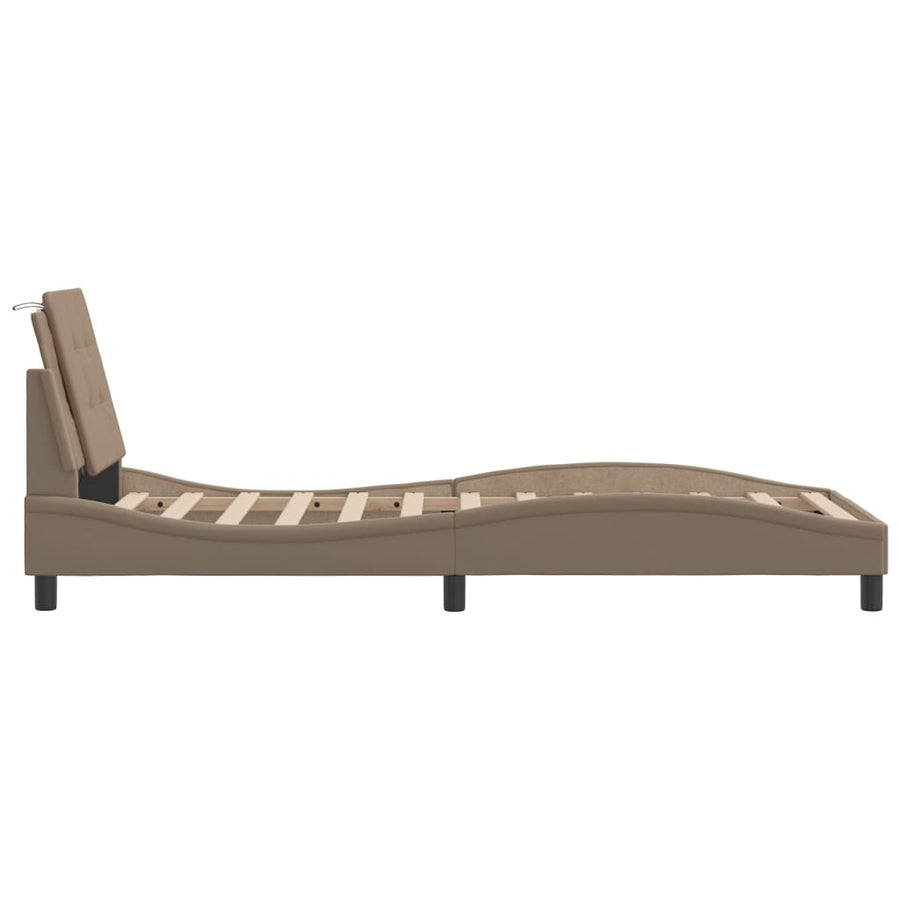 Bedframe met hoofdbord kunstleer cappucinnokleurig 80x200 cm