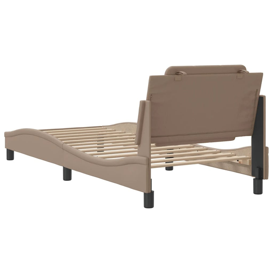 Bedframe met hoofdbord kunstleer cappucinnokleurig 80x200 cm