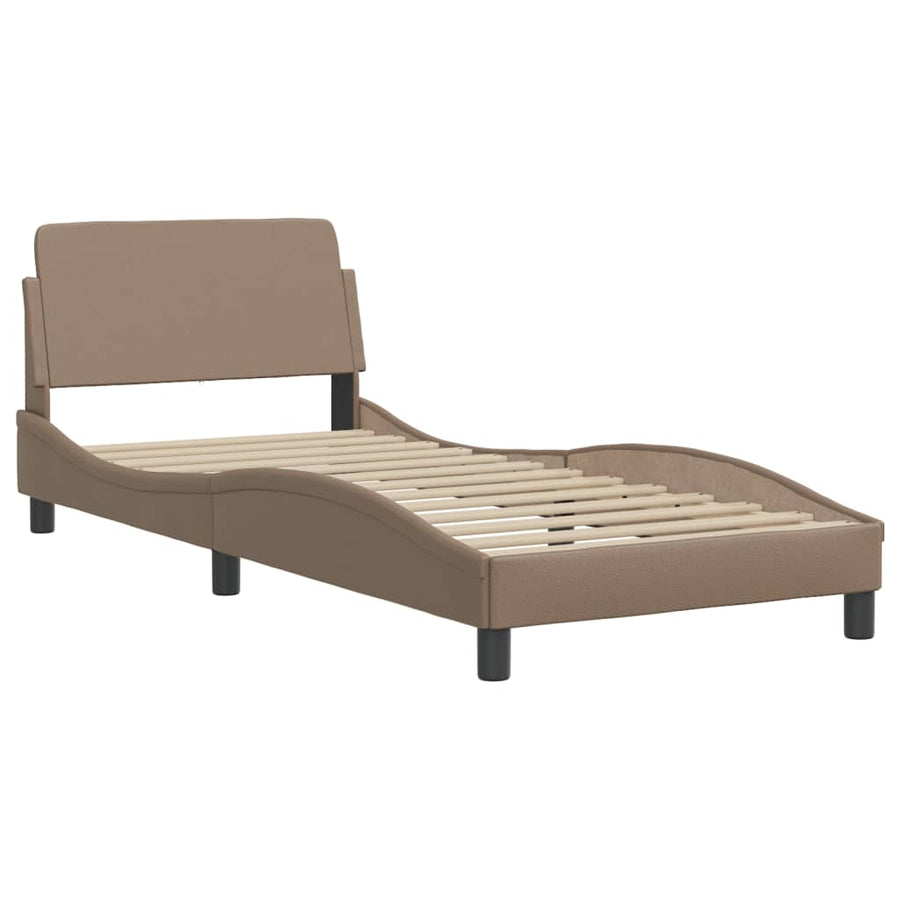 Bedframe met hoofdbord kunstleer cappucinnokleurig 80x200 cm