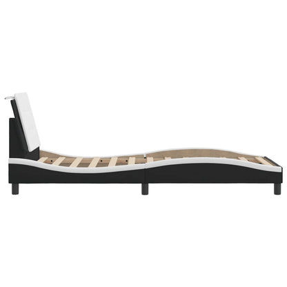 Bedframe met hoofdbord kunstleer zwart en wit 80x200 cm