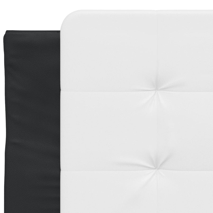 Bedframe met hoofdbord kunstleer zwart en wit 80x200 cm