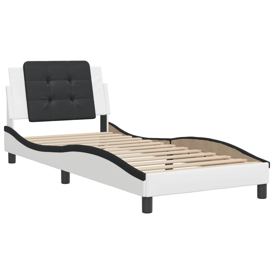 Bedframe met hoofdbord kunstleer wit en zwart 80x200 cm