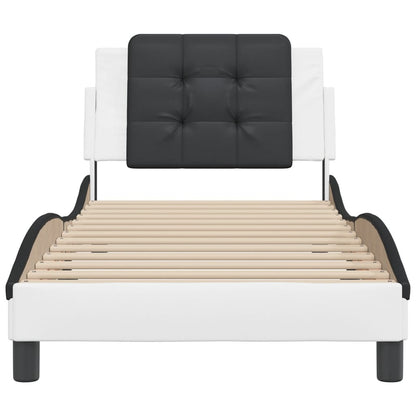 Bedframe met hoofdbord kunstleer wit en zwart 80x200 cm