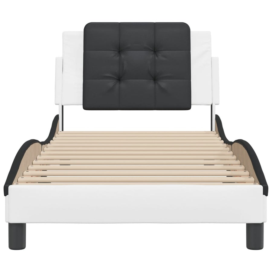 Bedframe met hoofdbord kunstleer wit en zwart 80x200 cm