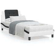 Bedframe kunstleer wit zwart 80x200 cm
