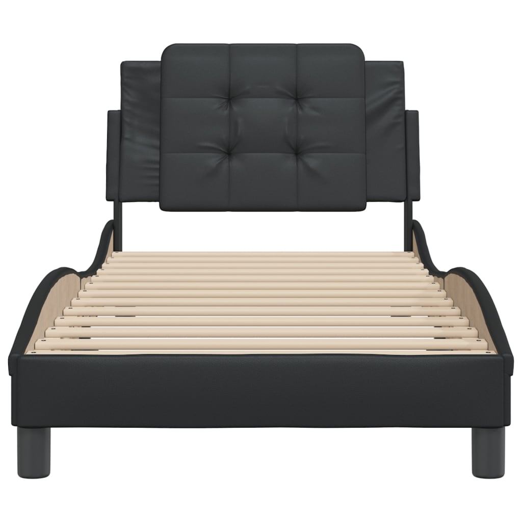 Bedframe met hoofdbord kunstleer zwart 90x190 cm