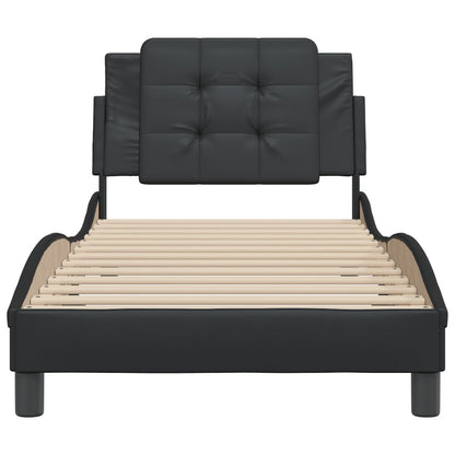 Bedframe met hoofdbord kunstleer zwart 90x190 cm
