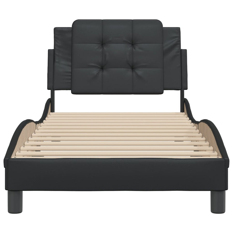 Bedframe met hoofdbord kunstleer zwart 90x190 cm