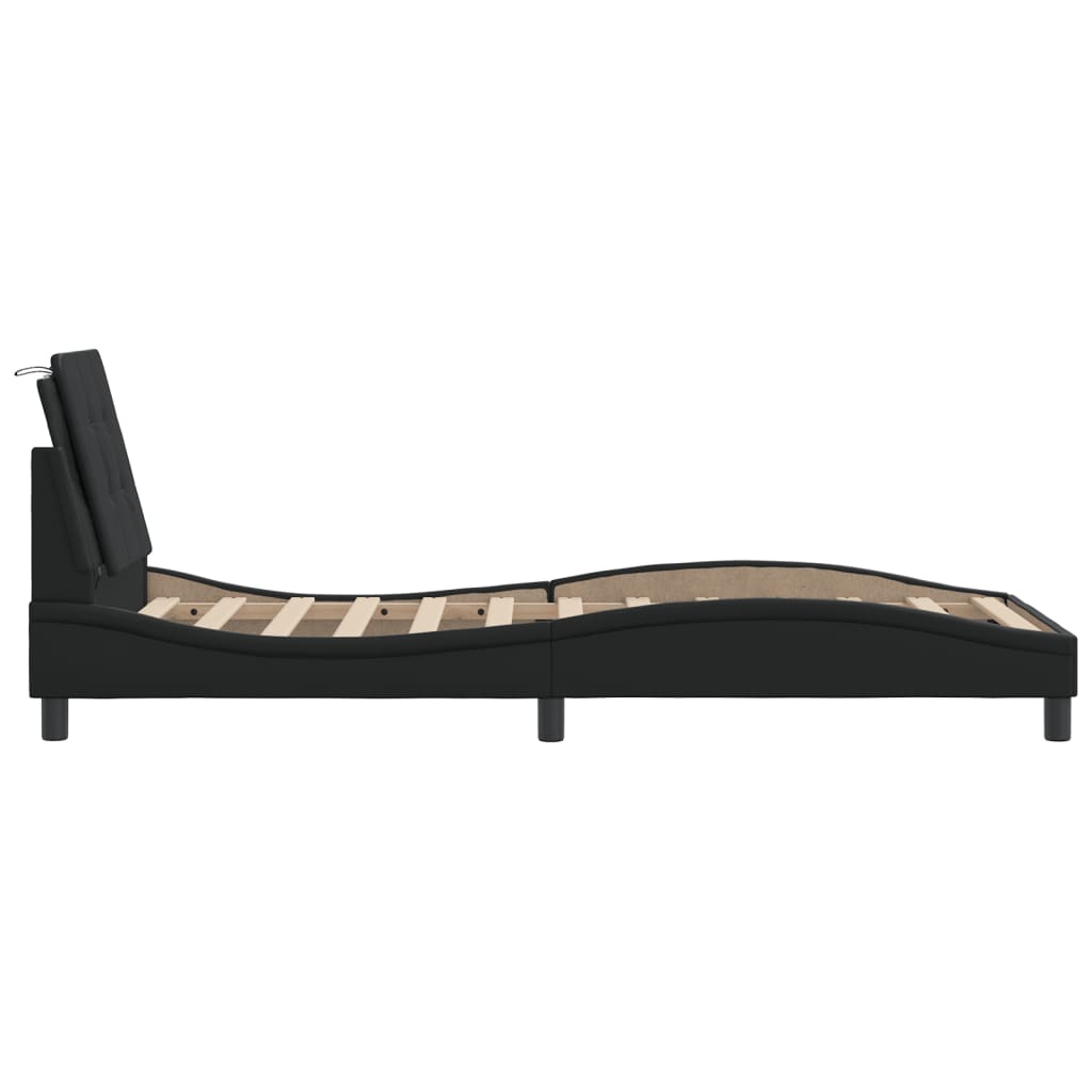 Bedframe met hoofdbord kunstleer zwart 90x190 cm