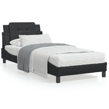Bedframe met hoofdbord kunstleer zwart 90x190 cm