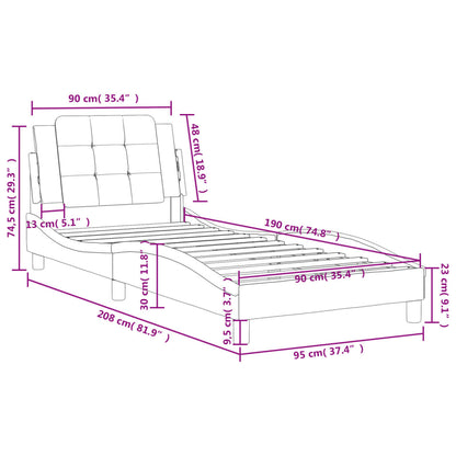 Bedframe met hoofdbord kunstleer wit 90x190 cm
