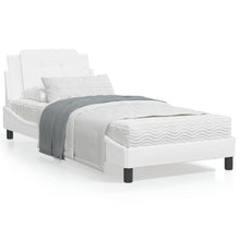 Bedframe met hoofdbord kunstleer wit 90x190 cm