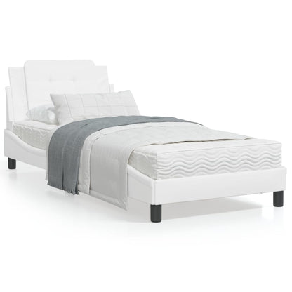 Bedframe met hoofdbord kunstleer wit 90x190 cm