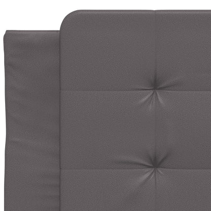 Bedframe met hoofdbord kunstleer grijs 90x190 cm