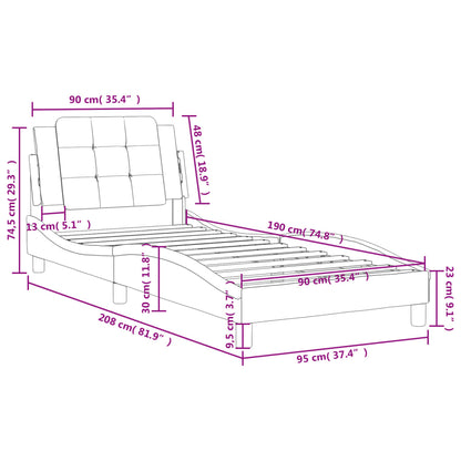 Bedframe met hoofdbord kunstleer cappucinnokleurig 90x190 cm