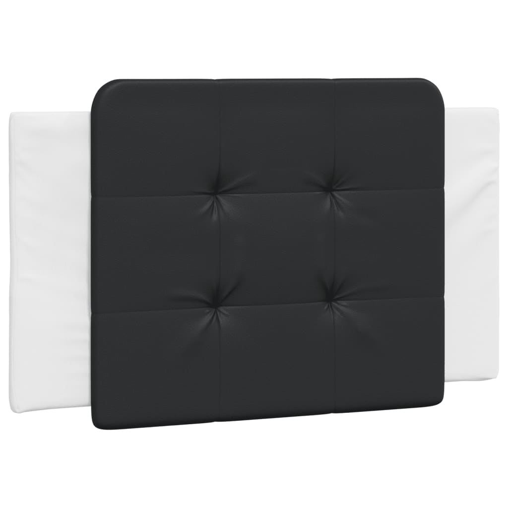 Bedframe met hoofdbord kunstleer zwart en wit 90x190 cm