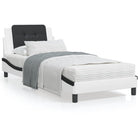 Bed frame without mattress "Zadar" faux leather black and white 90x190 cm