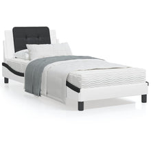 Bedframe met hoofdbord kunstleer zwart en wit 90x190 cm