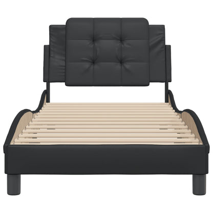 Bedframe met hoofdbord kunstleer zwart 90x200 cm