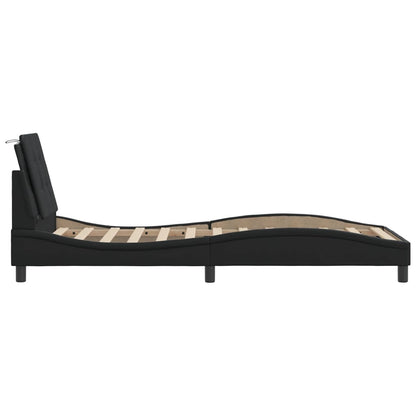 Bedframe met hoofdbord kunstleer zwart 90x200 cm