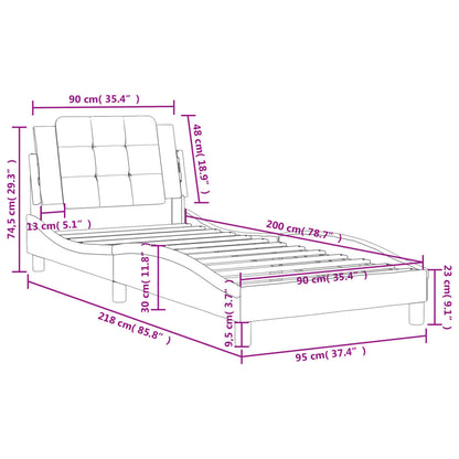 Bedframe met hoofdbord kunstleer wit 90x200 cm