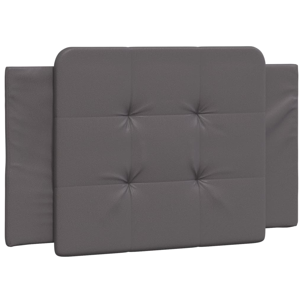 Bedframe met hoofdbord kunstleer grijs 90x200 cm